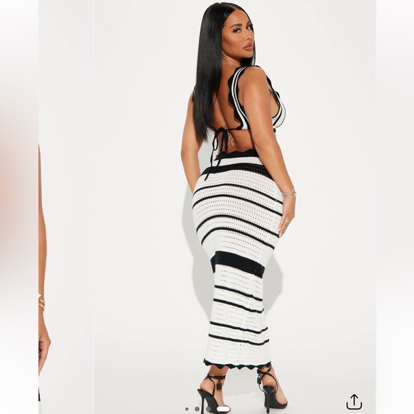 Fashion Nova Black and White Crochet Skirt Set - Picture 4 of 4